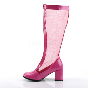 Gogo Stretchy Patent Mesh Knee High Heel Boots